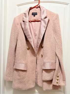 Lane Bryant Blush Pink Bouclé Double-Breasted Blazer